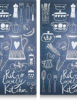 Zeller Present Schneide- und Abdeckplatte Lovely Kitchen, ESG-Sicherheitsglas, (Set, 2 tlg), 6 rutschfesten Elastikfüßen pro Platte