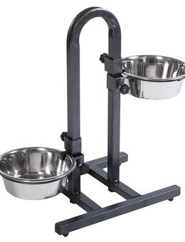 U-Hundebar inklusive 2 Edelstahlnäpfe - 2 x 1,8 l, Ø 21 cm