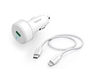 Hama Auto Schnellladegerät mit Ladekabel Lightning, PD, 20W, 1 m, Weiß Smartphone-Ladegerät