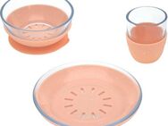 LÄSSIG Kindergeschirr-Set Apricot (3-tlg), 1 Personen, Glas, Silikon, rutschfest