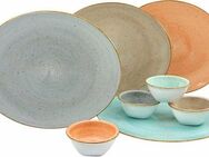 CreaTable Steakteller Essteller VINTAGE NATURE, (8 St), Teller Set für 8 Personen, Porzellan