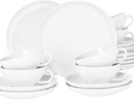 Seltmann Weiden Teeservice Geschirr-Set, 18 Teile, Lido Weiß, rund (18-tlg), 6 Personen, Porzellan, Tassen, Untertassen, Teller, 18 Teile, für 6 Personen, Made in Germany