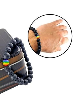 Armband Mehrfarbig Schwarz Lavasteinoptik Regenbogen Armband Modeschmuck Naturstein 9,90 €* - Villingen-Schwenningen