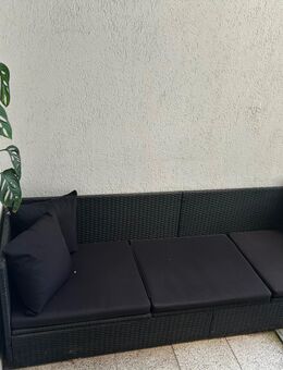 Gartensofa Poly Rattan Schwarz Sonnenliege Lounge Sofa Gartenmöbel 3-Sitzer DE - Gera