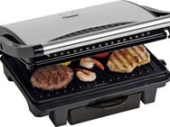 bestron Kontaktgrill ASW113S Sandwich-/Panini-Kontaktgrill, 1000 W, antihaftbeschichtet, mit Auffangschale, Schwarz