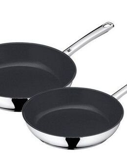 WMF Pfannen-Set Devil, Bratpfannen Induktion, robuste keramische Antihaftversiegelung, Cromargan® Edelstahl Rostfrei 18/10 (Set, 2-tlg., 2x Pfannen Ø 24/28 cm), für alle Herdarten geeignet, ergonomischer Edelstahlgriff