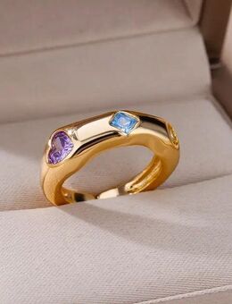 ☝️☝️☝️ Ring, Edelstahl Gold oder Silber, Zirkonia, verstellbar, NEU ⭐⭐⭐⭐⭐ - Gersthofen