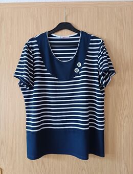 neuwertig ~ DAMEN-SHIRT ~ Gr. 50 ~ von Carlo ~ dunkelblau / weiß - Bad Lausick