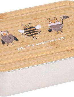 LÄSSIG Lunchbox Bamboo Nature, Bambus, Edelstahl, (1-tlg), mit Holzdeckel