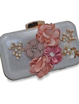 Steuer Abendtasche Perlen, Glassteine mit Blumenzierde
