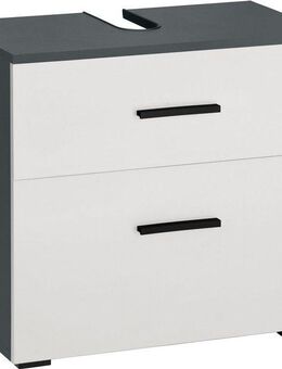 INOSIGN Waschbeckenunterschrank Skara mit Klappe und Schubkasten, schwarze Griffe, Breite 60 cm, Höhe 55 cm