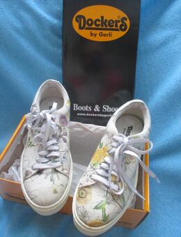 NEU ungetragen * Mosaik * Romantik * Blumen * Blüten * Flower- Power * Freizeit * Leder * Chucks * Sneaker * Schnür- Schuhe "Dockers by Gerli" Gr. 37/ 4 * natur- weiß * bunt * RAR - Riedlingen