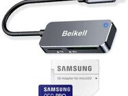 OTG USB 3.0 Typ C, Speicherkartenleser Beikell Dual, MicroSD & SD Laufwerke, Samsung PROPlus MicroSDXC 256GB, inklusive SD-Adapter, mit einer Datenübertragung von bis zu 160MB/s - Fürth