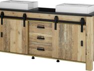 Home affaire Waschtisch SHERWOOD (1-St), Holz, Scheunentorbeschlag und Apothekergriffe aus Metall, Höhe 91 cm