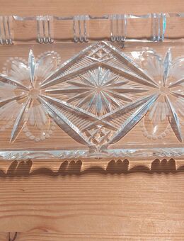 Schöne Servier-/ Kuchenplatte, Bleikristall, rechteckig, außen ca. 27cm x 15,5cm x 3cm - Schwabach