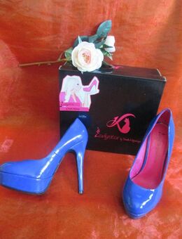 NEU im Karton * Echt * Lack- Leder * High- Heels * Plateau * Pumps * Schuhe "Daniela Katzenberger'' Gr. 38/ 5 * mittel * königs * royal- blau * - Riedlingen