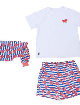 TIAKI Pet & Parent Pyjama im Partnerlook, Melone - Pyjama für Hundeeltern Größe S + passendes Hundeshirt Rückenlänge 45 cm