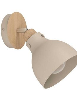 EGLO Deckenspot ARRECIFE, ohne Leuchtmittel, Wandleuchte, Wandspot aus Holz in Natur und Metall in Sandfarben, E27