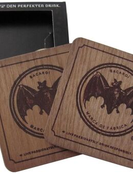Bacardi - 2 Untersetzer aus Holz - Motiv 2 - 8,5 x 8,5 cm - Doberschütz