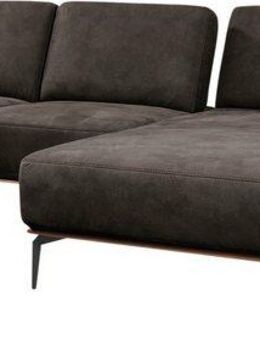 W.SCHILLIG Ecksofa run, Designsofa mit tollem Sitzkomfort, bequem, L-Form, mit Holzsockel, Füße in Schwarz pulverbeschichtet, Breite 299 cm