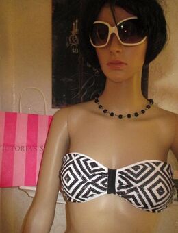 NEU mit Etikett* Sexy * Bandeau * Push- Up * Pailletten * Bikini "Victoria's Secret" Gr. 36- 38/ S, weiß- schwarz * - Riedlingen Zentrum