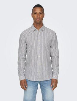 ONLY & SONS Kurzarmhemd ONSCAIDEN LS STRIPE LINEN SHIRT 660 NOOS