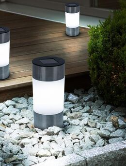 3x LED Solarlampen Außenleuchte Gartenlampe Wegeleuchte Erdspieß Edelstahl Akku - Wuppertal