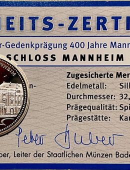 2 Silbermedaillen Mannheimer Schloss und 150 J.Sparkasse Mannheim plus Medaille Mannheimer Stadtfest 1994 - Mannheim