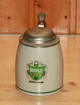 Rose Pils seit 1879 Bierkrug mit Deckel Steingut Steinzeug Keramik 0,5L - Borken