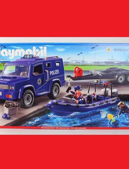 Neu Playmobil 9396 Bundespolizei Truck mit Schnellboot Polizeiauto Anhänger Schiff SEK GSG9 OVP - Gaggenau