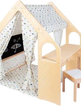 Pinolino® Spielhaus Thilda, inkl. Stoffdach Dessin "Kleine Flitzer", 3-tlg.