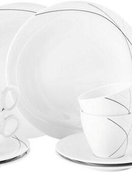 Seltmann Weiden Kaffeeservice Geschirr-Set, Service Trio Highline (18-tlg), 6 Personen, Porzellan, Teller, Tassen, Untertassen, Made in Germany, 18 Teile, für 6 Personen
