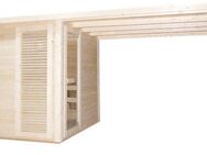 Sanotechnik Sauna »RAUMA« Außensauna, BxTxH: 460 x 230 x 219,5 cm, 3,8 mm, geeignet für 5 Personen, Fichetnholz