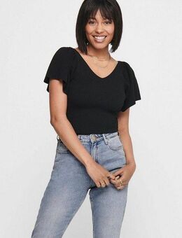 ONLY V-Ausschnitt-Pullover ONLLEELO S/S BACK PULLOVER KNT NOOS