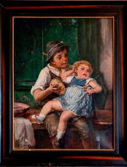 Meister-Ölgemälde MINNA v. BUDINSKY (1850), Tiroler Bauernkinder um 1900!! - Berlin