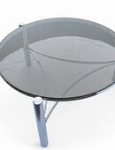 Runder Couchtisch mit Chromgestell und Rauchglasplatte 1960er in 65462