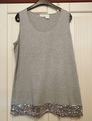 Damen Top von Amy Vermont grau mit Pailletten Gr. 46 in 47647