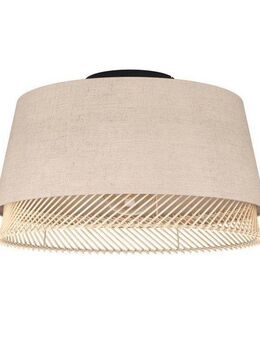 EGLO Deckenleuchte TABLEY Deckenlampe, Wohnzimmerlampe, Leinen, Bambus, Natur, E27, ohne Leuchtmittel, Wohnzimmer, Schlafzimmer, Flur, Küche, modern, gemütlich, 38x23,5cm