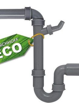 Kirchhoff Siphon ECO-SAVE, (Set), Abfluss für Spüle, Ablaufgarnitur mit Geräteanschluss