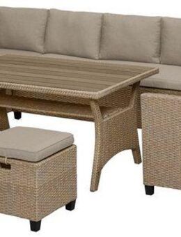 KONIFERA Gartenlounge-Set Rotterdam, (Set, 20-tlg., 3x 3er Sofa, 2x Hocker, 1x Tisch 120x82x67cm, inkl. Auflagen), Polyrattan, Stahl, Tischplatte aus Nonwood