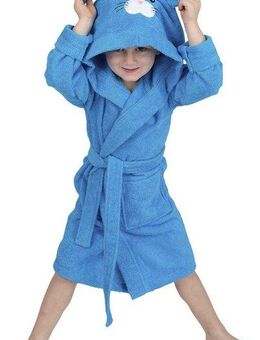 Wewo fashion Kinderbademantel 8024, Kurzform, Baumwolle, Kapuze, Gürtel, für Mädchen & Jungen, mit niedlicher Kapuze