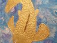 Acryl Gemälde "Goldener Fisch" mit Schlagmetall überzogen in 72172