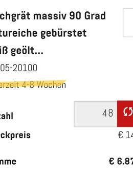 Wildbrett Fischgrät Natureiche massiv 90 Grad gebürstet - Stade (Hansestadt)