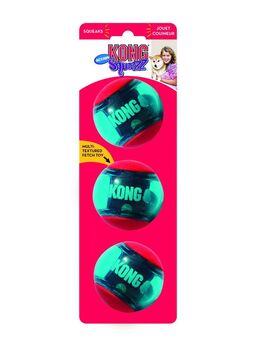 KONG Squeezz Action Ball - 3 Stück, Größe M: Ø ca. 6 cm