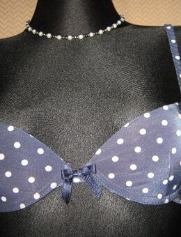 NEUw * Rockabilly * Polka dots * Punkte * Tupfen * Pullover * Push-up * BH "H&M" Gr. 70B * 36/ S * dunkel- blau * weiß * - Riedlingen Zentrum