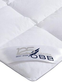 OBB Daunenbettdecke Edition 125 Jahre, Bettdecken für Sommer und Winter, Ganzjahresdecke, Füllung: 90%Daunen, 10% Federn, Bezug: 100% Baumwolle, Bettdecke 135x200 cm, 155x220 cm & weitere Größen, Made in Germany