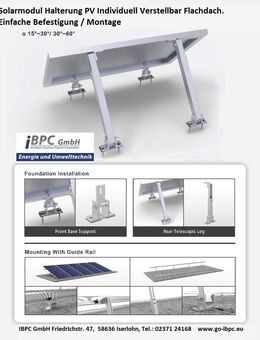PV Solarmodul Halterung 15-30° Boden - Wand etc. Solarhalterung - Iserlohn