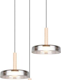 TRIO Leuchten LED Pendelleuchte CELESTE dimmbare LED Hängelampe aus Metall Glas & Holz, 7,5W 750 Lumen, Dimmfunktion, LED fest integriert, Warmweiß, 3-flammig einfach höhenverstellbar von 50-200 cm 3-Stufen Dimmfunktion