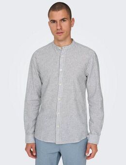 ONLY & SONS Langarmhemd ONSCAIDEN LS MAO STRIPE LINEN SHIRT NOOS