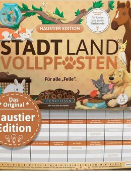 Denkriesen Spiel Stadt Land Vollpfosten® Haustier Edition "Für alle Felle.", Familienspiel, Spielblock, Made in Germany